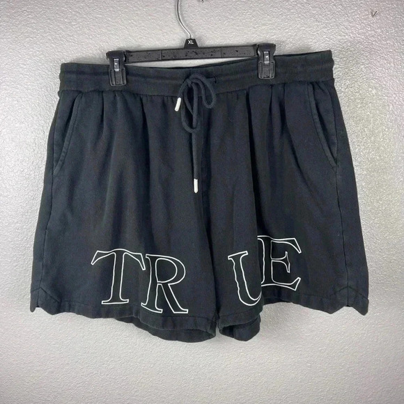 True Religion Other - True Religion Men’s Basketball Fleece Shorts Black Y2K 2XL Pull On Drawstring